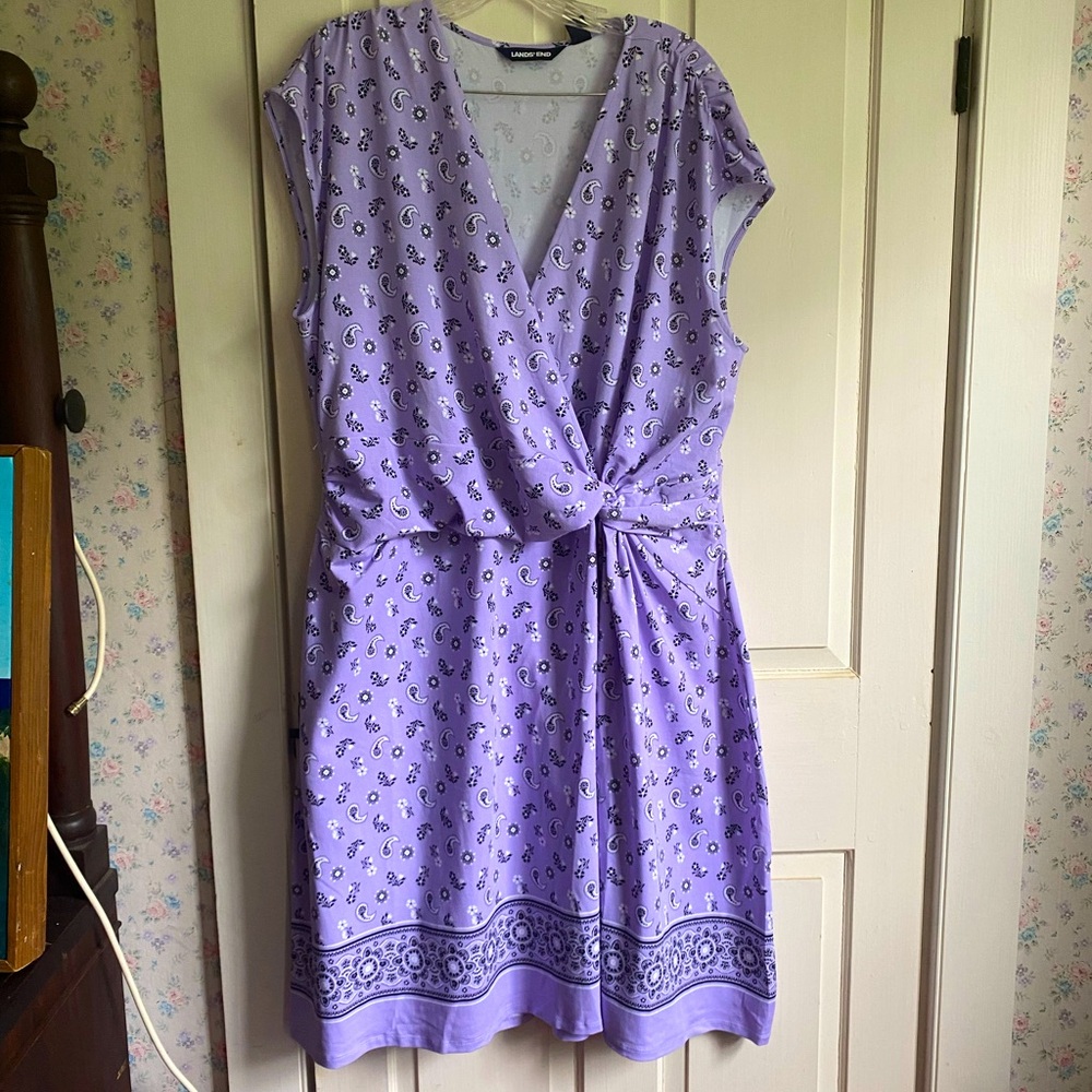 Lands end purple paisley wrap sundress
